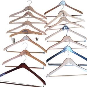 Lot of 14 Wooden Hangers Advertisement Brooks Brothers Neiman Marcus Vintage